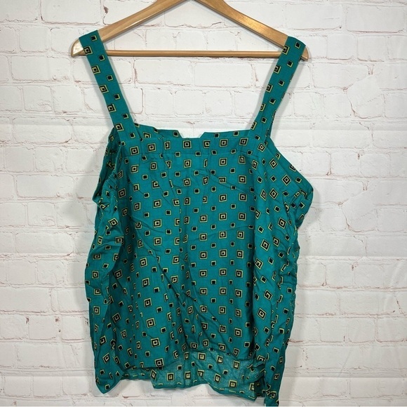 Vintage C.M Shapes Tank Top Womens 24 Green Boxy Made In USA - Picture 9 of 11